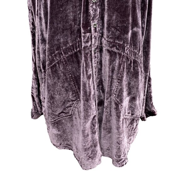 We The Free Summer Dream Velvet Whimsigoth Shirt Sz XS Brown Button Oversized - Picture 6 of 16